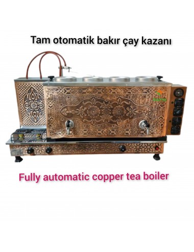 4 Demlikli Tam Otomatik Bakır Çay Kazanı Elektrikli ve Tüplü Safir Model Süper Kampanya Osmanlı Eskitme Çay Kazanı