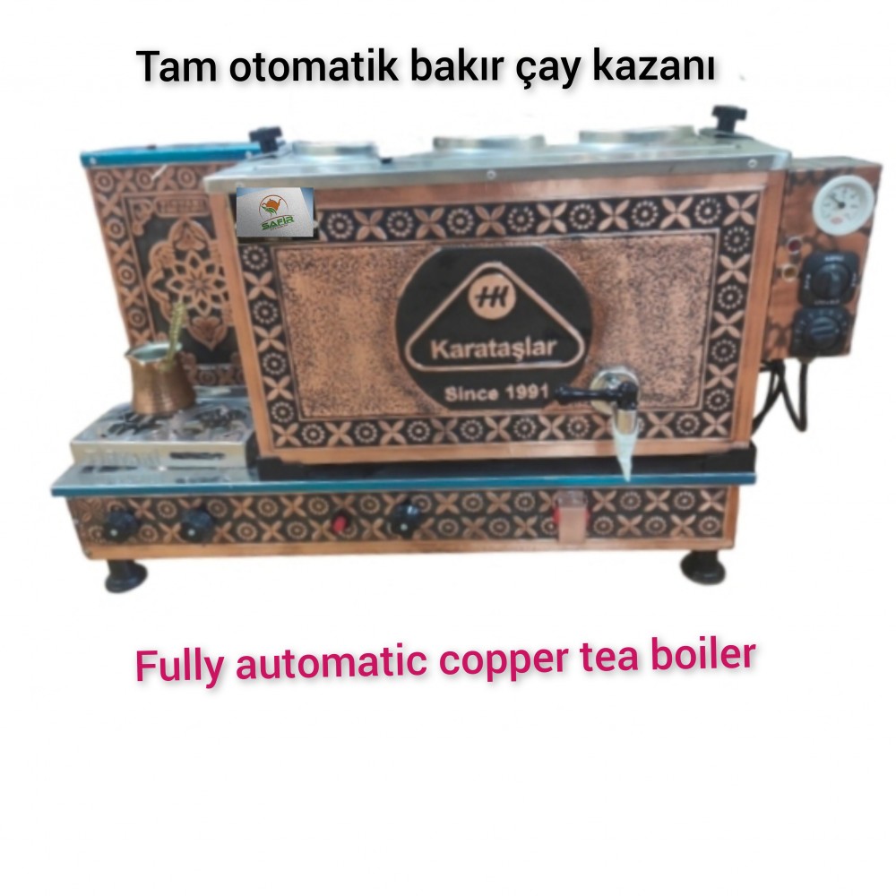 Kişiye özel logolu 3 Demlikli Tam Otomatik Bakır Çay Kazanı Elektrikli Pleytli Logolu Model Süper Kampanya Osmanlı Eskitme Çay Kazanı