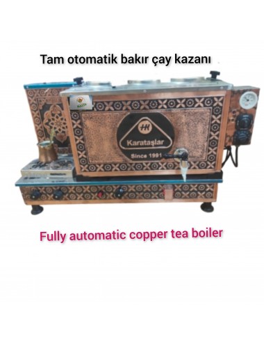 Kişiye özel logolu 3 Demlikli Tam Otomatik Bakır Çay Kazanı Elektrikli Pleytli Logolu Model Süper Kampanya Osmanlı Eskitme Çay Kazanı