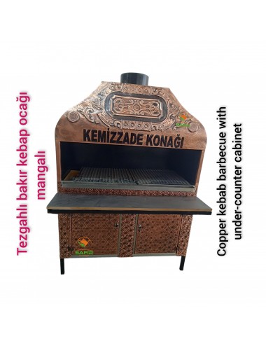 TEZGAHLI BAKIR OCAKBAŞI - KAPALI KASA OCAKBAŞI MANGAL BARBEKÜ IZGARA BBQ GRILL BAKIR KÖFTE OCAĞI  KOMPLE SET - SAFİR OCAKBAŞI