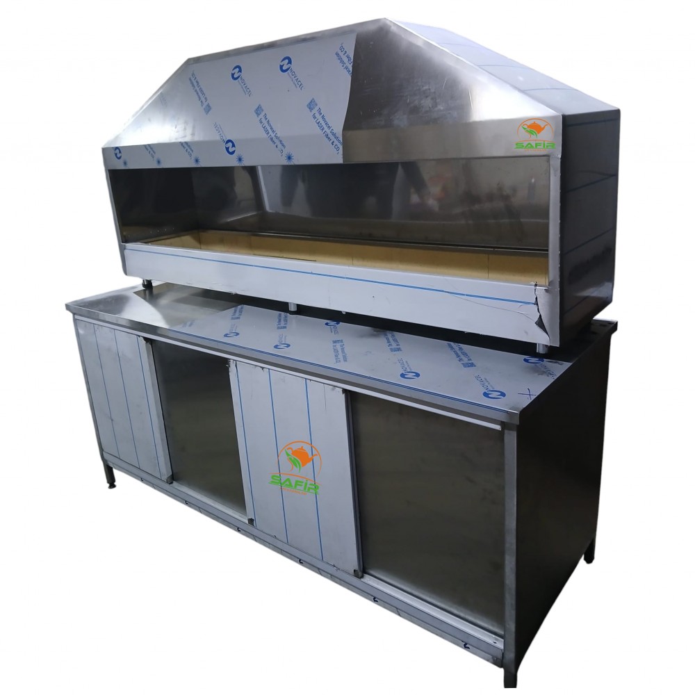 SAFİR PASLANMAZ KROM TEZGAHLI OCAKBAŞI MANGALI IZGARA BARBEKÜ - 3 TARAFI KAPALI VE TEZGAHLI KÖFTE , BALIK VE KEBAP OCAĞI. SAFİR KEBAP OCAĞI.