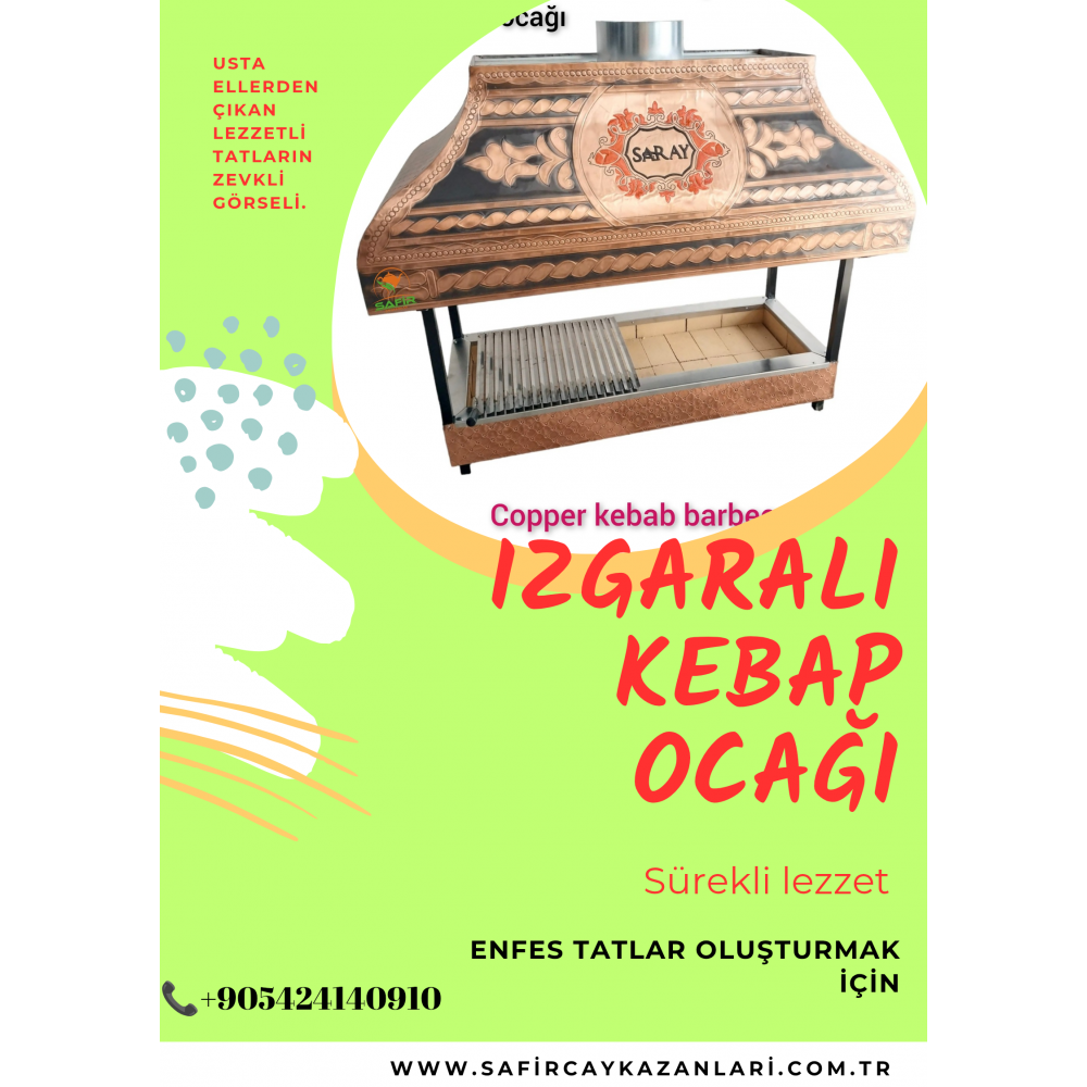 Izgaralı Açık Kasa Ocakbaşı - Mangalbaşı Bakır Köfte Ocağı - Mangal Kebap Ocağı, Mangal davlumbaz ızgara Açık Kasa Bakır Ocakbaşı - Safir Kebap Ocağı