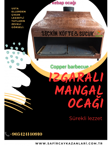 Izgaralı kapalı kasa Ocakbaşı - Mangalbaşı Bakır Köfte Ocağı - Mangal Kebap Ocağı, Mangal davlumbaz ızgara Kapalı Kasa Bakır Ocakbaşı - Safir Kebap Ocağı