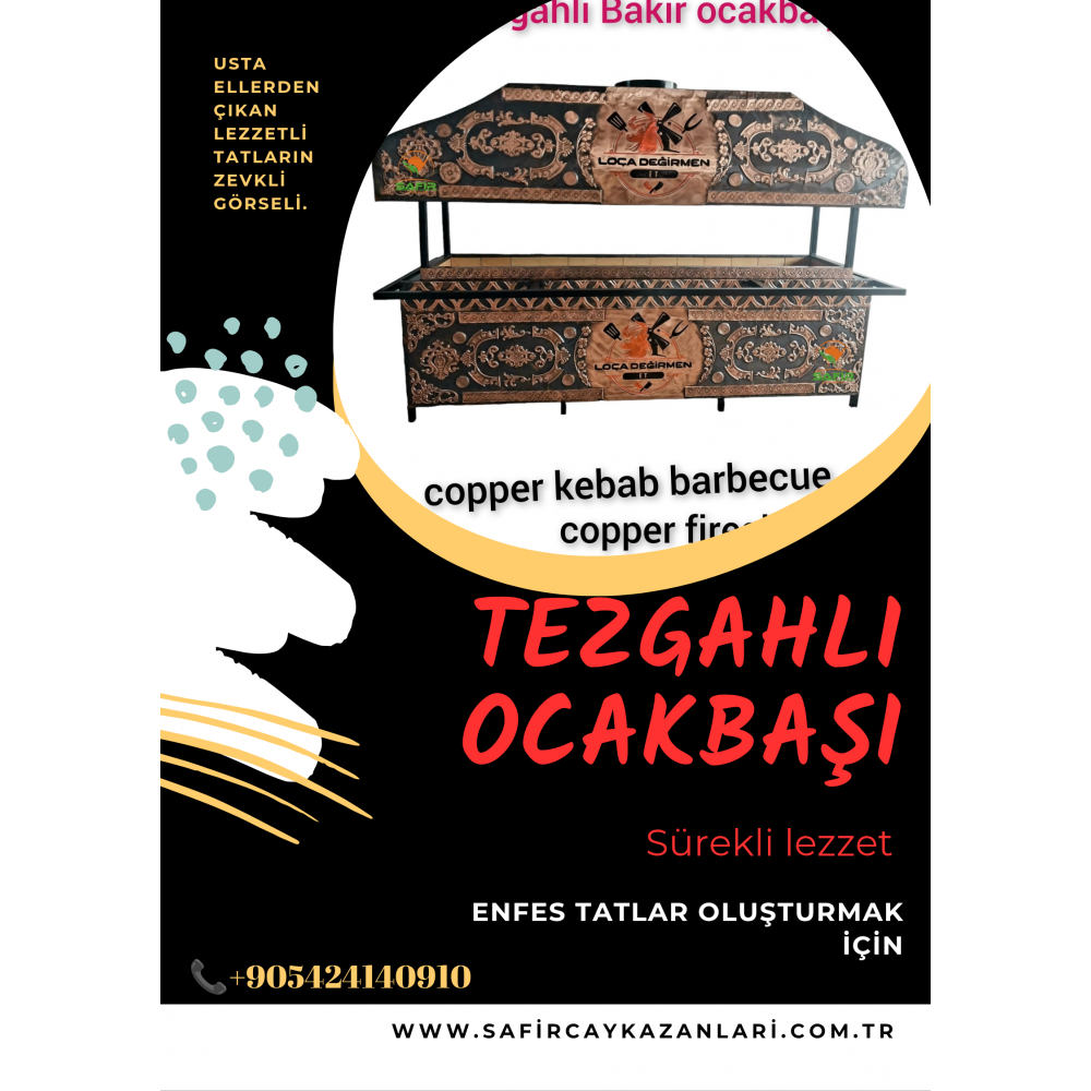 TEZGAHLI BAKIR OCAKBAŞI - AÇIK KASA OCAKBAŞI MANGAL BARBEKÜ IZGARA BBQ GRILL BAKIR KÖFTE OCAĞI KOMPLE SET - SAFİR OCAKBAŞI