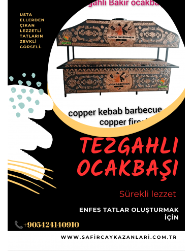 TEZGAHLI BAKIR OCAKBAŞI - AÇIK KASA OCAKBAŞI MANGAL BARBEKÜ IZGARA BBQ GRILL BAKIR KÖFTE OCAĞI KOMPLE SET - SAFİR OCAKBAŞI