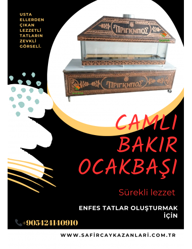 TEZGAHLI BAKIR OCAKBAŞI - CAMLI KASA OCAKBAŞI MANGAL BARBEKÜ IZGARA BBQ GRILL BAKIR KÖFTE OCAĞI KOMPLE SET - SAFİR OACAKBAŞI