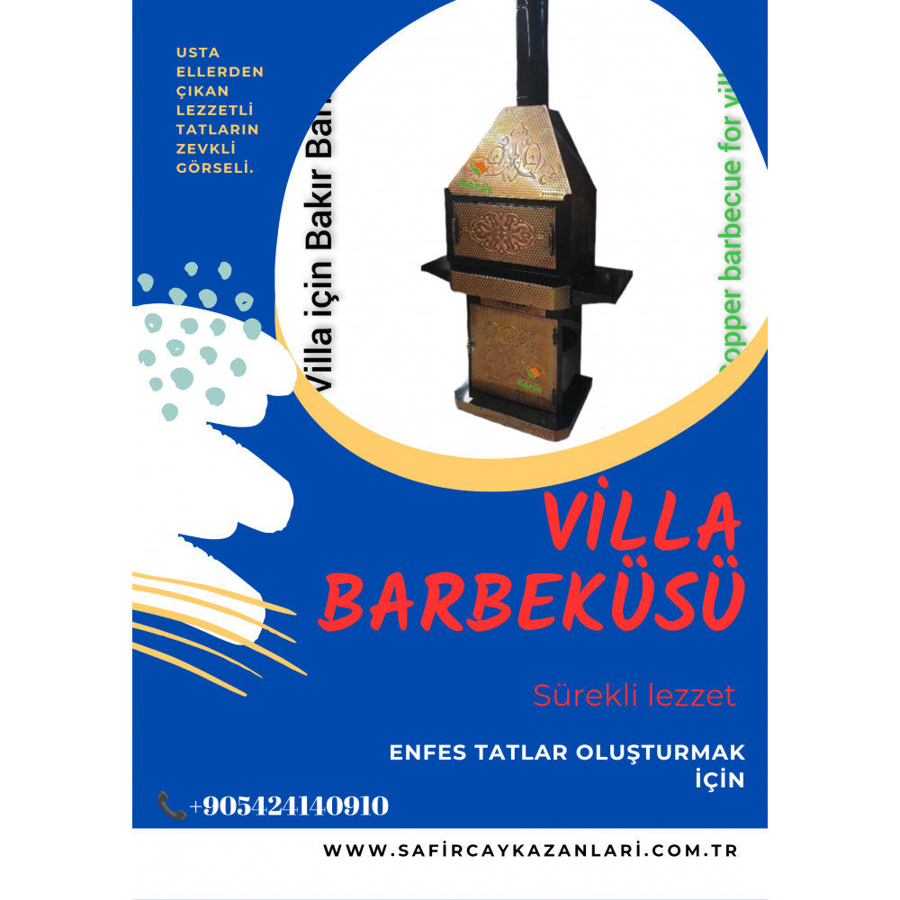 VİLLA TİPİ BAKIR BARBEKÜ OCAKBAŞI MANGAL IZGARA BBQ GRILL BARBECUE . BARBEKÜSÜZ VİLLA KALMASIN KAMPANYASI DAHİLİNDE. KÖMÜRLÜKLÜ VİLLA BARBEKÜSÜ. SAFİR BARBEKÜ .