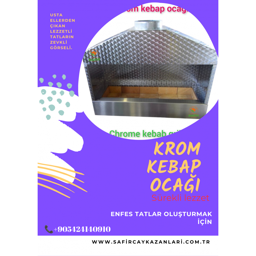 Safir Paslanmaz Krom Ocakbaşı Mangalı Izgara Barbekü – 3 Tarafı Kapalı Köfte, Balık ve Kebap Ocağı Barbekü Izgara