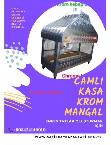 CAMLI KASA KROM PASLANMAZ KEBAP OCAĞI PASLANMAZ OCAKBAŞI MANGAL IZGARA -  3 TARAFI CAMLI KÖFTE KEBAP OCAĞI . Sizin için Üretiyoruz SAFİR ENDÜSTRİYEL.