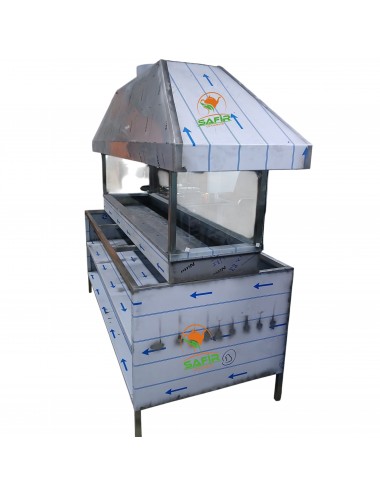 CAMLI KASA TEZGAHLI PASLANMAZ KROM OCAKBAŞI - MANGAL IZGARA BARBEKÜ BBQ SAFİR KEBAP OCAĞI MANGALI