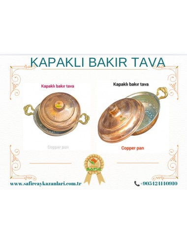 SAFİR ÖZEL DÖVME BAKIR TAVA , KAPAKLI TAVA ORTA BOY 20 CM TAVA