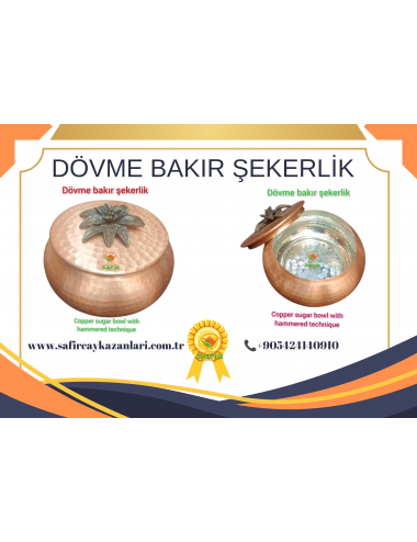 SAFİR ÖZEL DÖVME BAKIR ŞEKERLİK BAKIR ŞEKERDANLIK BAKIR LOKUMLUK ORTA BOY ŞEKERLİK