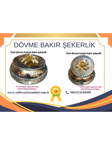 SAFİR ÖZEL DÖVME BAKIR ŞEKERLİK BAKIR ŞEKERDANLIK BAKIR LOKUMLUK ORTA BOY ŞEKERLİK