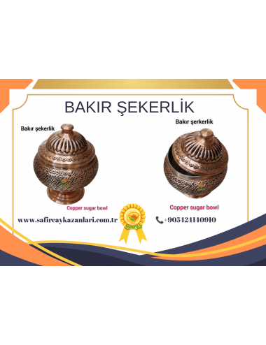 SAFİR ÖZEL BAKIR DÖVME ŞEKERLİK BAKIR ŞEKERDANLIK BAKIR LOKUMLUK ORTA BOY ŞEKERLİK ÇEKİÇLEME TEKNİKLİ BAKIR ŞEKERLİK.