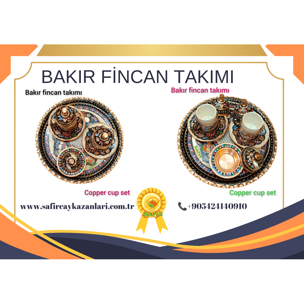 SAFİR BAKIR KAHVE FİNCAN TAKIMI 2 KİŞİLİK BAKIR KAHVE FİNCAN SETİ SİYAH HİCİVLİ BAKIR KAHVELİK