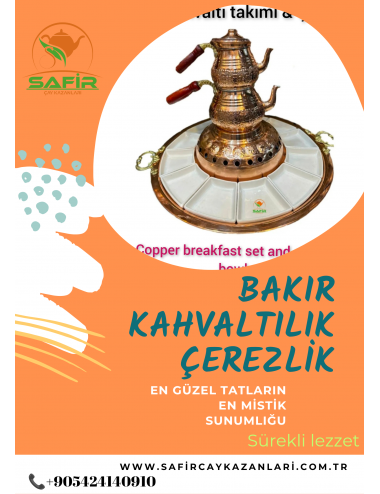 BAKIR KAHVALTI TAKIMI ÖZEL ELİŞLEMESİ 16 PARÇA BAKIR KAHVALTILIK ÇEREZLİK TAM SET