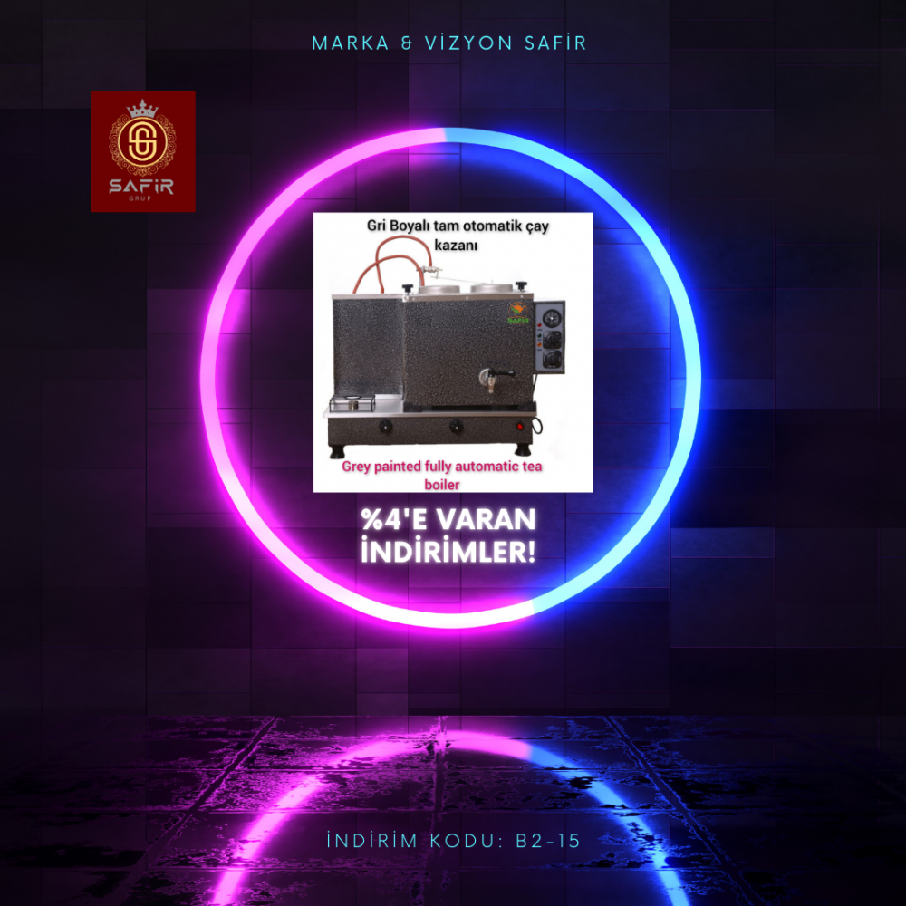 2 Demlikli Gümüş Gri çay ocağı  Ventilli ( Gaz Koku Algılama ve Kesme Sistemli) Gümüş Gri Çay Kazanı Elektrik + Doğalgazlı Gri  Çay Semaveri