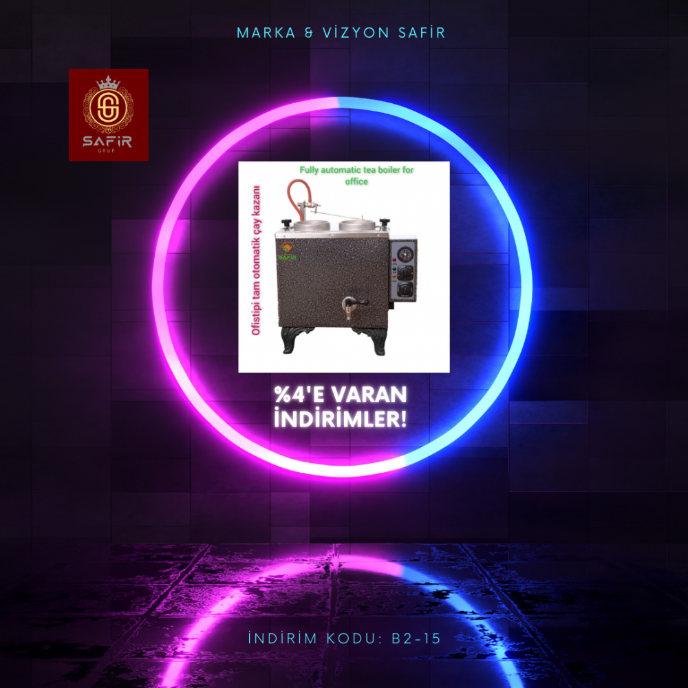 2 Demlikli Tam Otomatik ofistipi Gümüş Gri Çay Kazanı Elektrikli Ofistipi Gri Boyalı Model