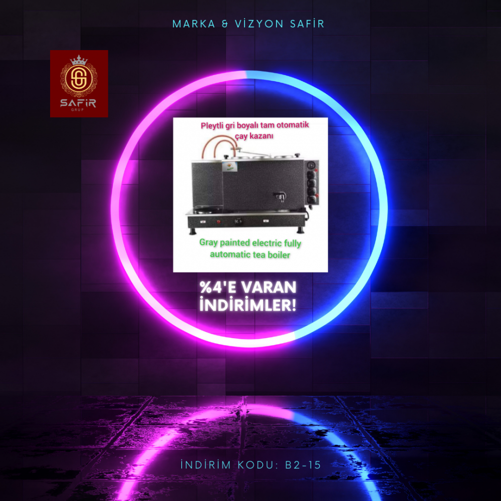 3 Demlikli Tam Otomatik Gümüş Gri Boyalı Çay Kazanı Elektrikli Pleytli Gri Model Süper Kampanya