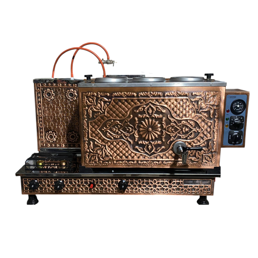 3 Demlikli Tam Otomatik Bakır Çay Kazanı Elektrikli ve Tüplü Klasik Model Süper Kampanya Osmanlı Eskitme Çay Kazanı