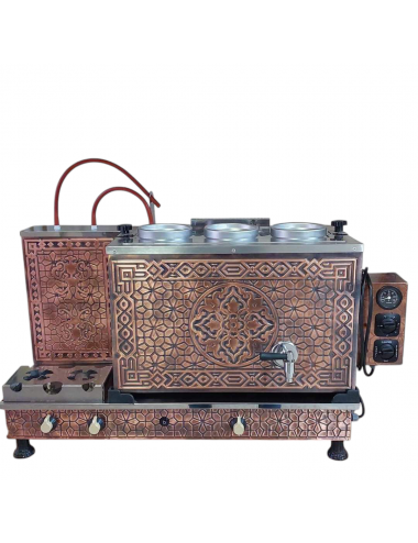 3 Demlikli Bakır Çay Kazanı CE ve GAZMER Açılış Onaylı Ventil Sistemli Gaz Emniyet Kilit Sistemli Çay Kazanı Ocağı