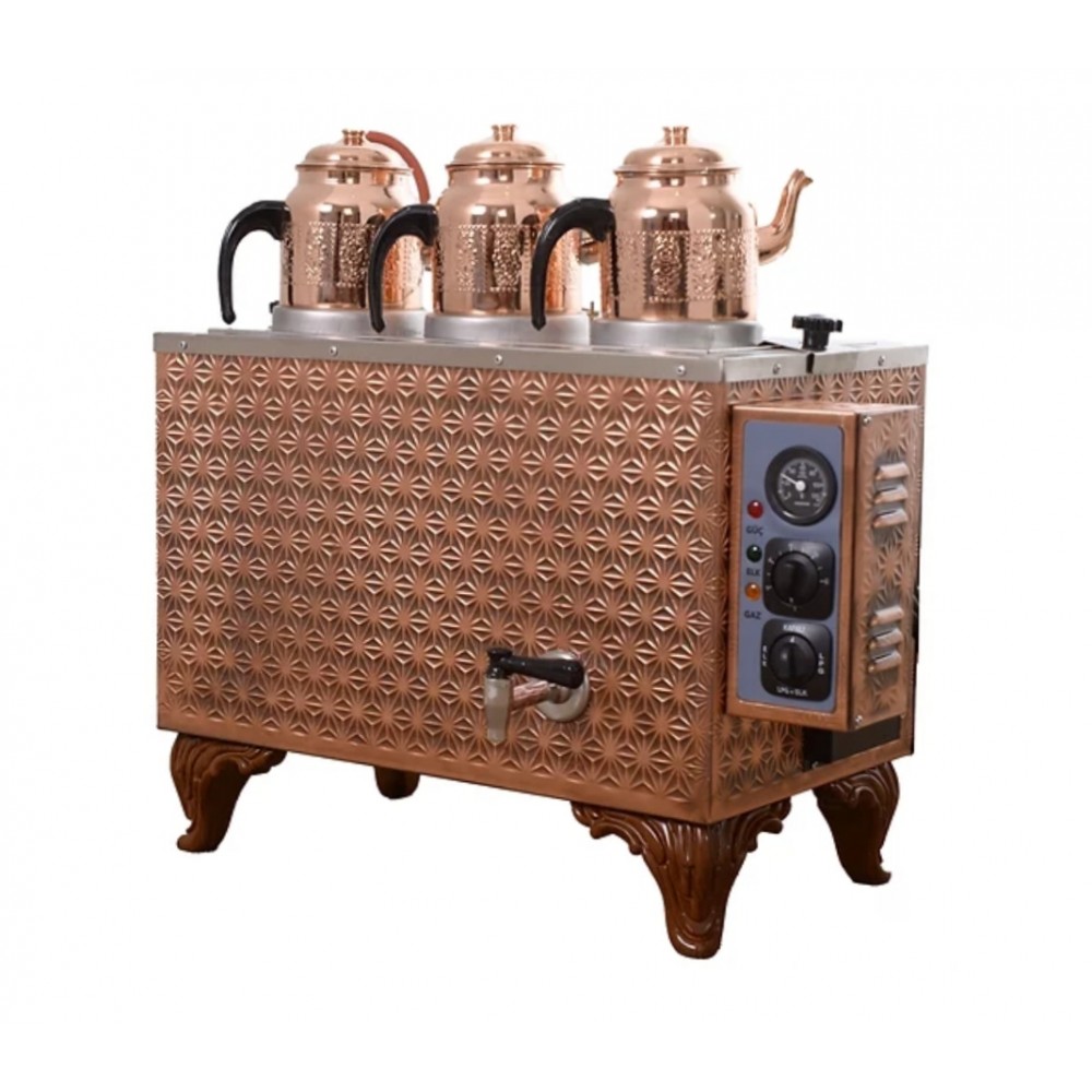 4 Demlikli Tam Otomatik Ofistipi Bakır Çay Kazanı Elektrikli Çay Makinesi Klasik Model Süper Kampanya Osmanlı Eskitme Çay Kazanı