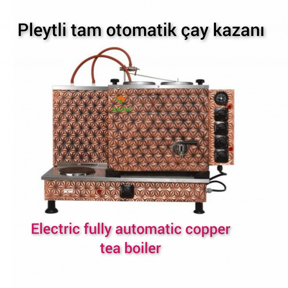 2 Demlikli Bakır Tam Otomatik Çay Kazanı Elektrikli ve tüplü Çay Semaveri Klasik Model Osmanlı Eskitme Tipi