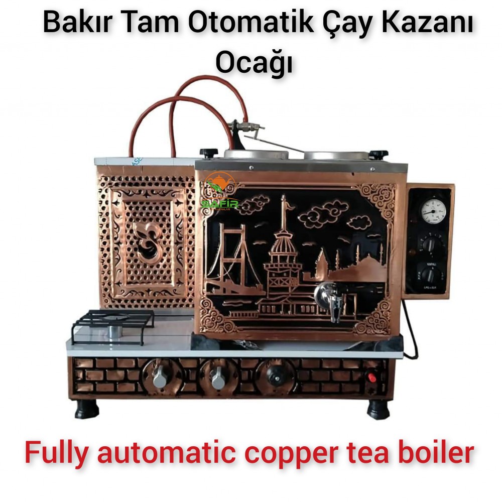 2 Demlikli Bakır Tam Otomatik Çay Kazanı Elektrikli ve Tüplü İstanbul Boğaziçi Model 