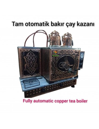 2 Demlikli Tam Otomatik Bakır Çay Kazanı Elektrikli Pleytli Tuğra Model Süper Kampanya Osmanlı Eskitme Çay Kazanı