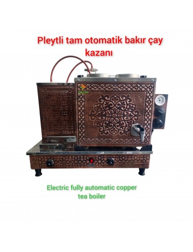 2 Demlikli Bakır Tam Otomatik Çay Kazanı Elektrikli ve tüplü Ets sistemli Safir Model