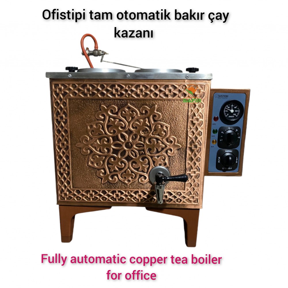 2 Demlikli Tam Otomatik Bakır Çay Kazanı Elektrikli ofistipi Bayrak Model Süper Kampanya Osmanlı Eskitme Çay Kazanı