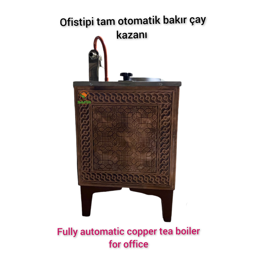 3 demlikli bakır çay kazanı sadece elektrikli Ofistipi bakır çay semaveri Osmanlı Tuğra model Çay kazanı