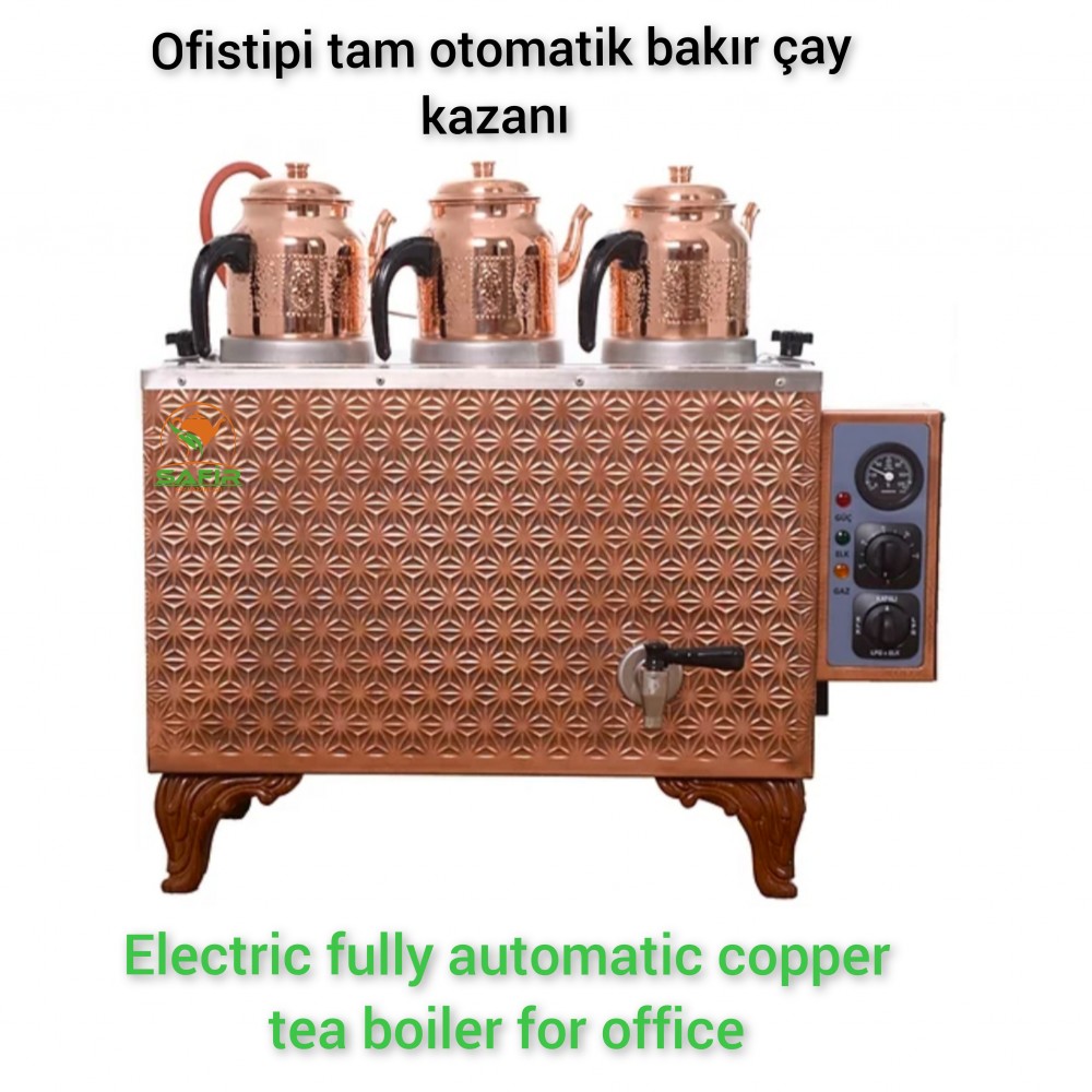 3 Demlikli Tam Otomatik ofistipi Bakır Çay Kazanı Elektrikli Ofistipi Bayrak Model Süper Kampanya Osmanlı Eskitme Çay Kazanı