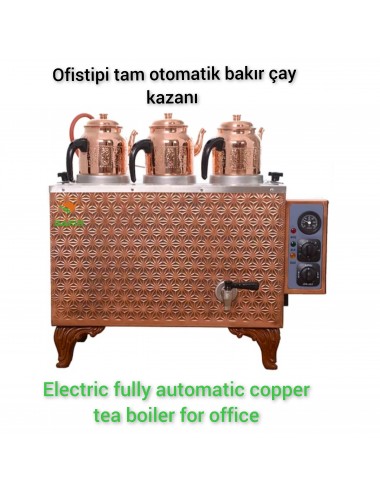 3 Demlikli Tam Otomatik ofistipi Bakır Çay Kazanı Elektrikli Ofistipi Bayrak Model Süper Kampanya Osmanlı Eskitme Çay Kazanı