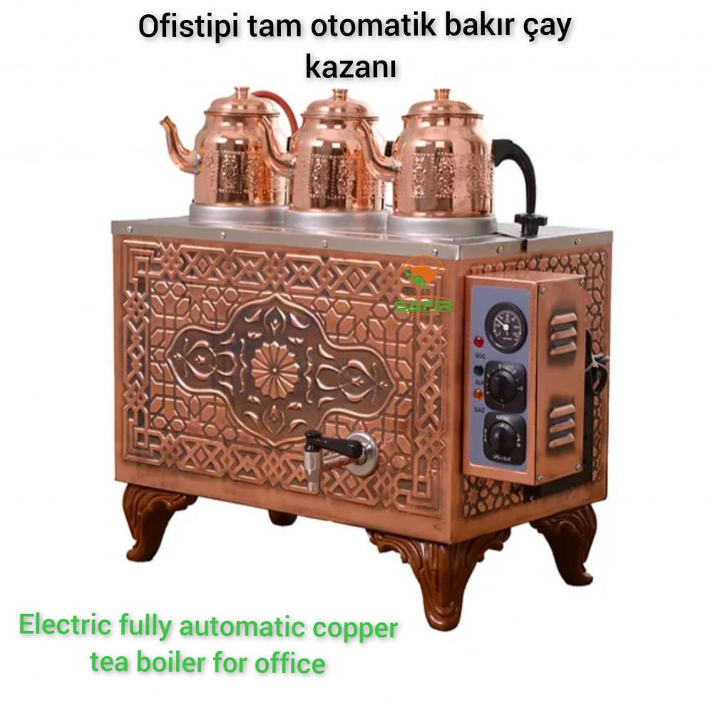 3 Demlikli Tam Otomatik ofistipi Bakır Çay Kazanı Elektrikli Ofistipi Tuğra Model Süper Kampanya Osmanlı Eskitme Çay Kazanı