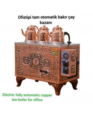 3 Demlikli Tam Otomatik ofistipi Bakır Çay Kazanı Elektrikli Ofistipi Tuğra Model Süper Kampanya Osmanlı Eskitme Çay Kazanı