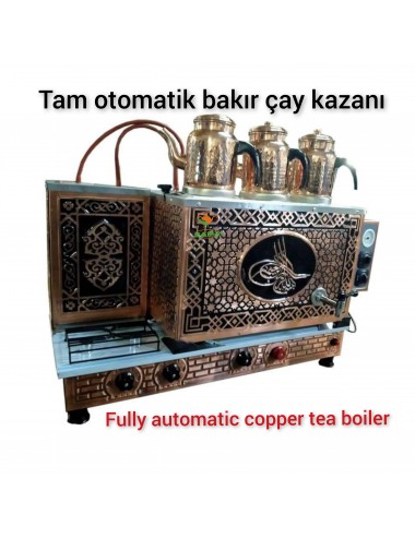 3 Demlikli Doğalgazlı Bakır Çay Kazanı Ocağı CE ve GAZMER Açılış Onaylı Çay Ocağı Kazanı Gaz Emniyet Kilit Sistemli Bakır Çay Semaveri