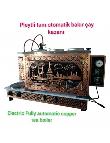 3 Demlikli Tam Otomatik Bakır Çay Kazanı Elektrikli Pleytli Boğaziçi Model Süper Kampanya Osmanlı Eskitme Çay Kazanı