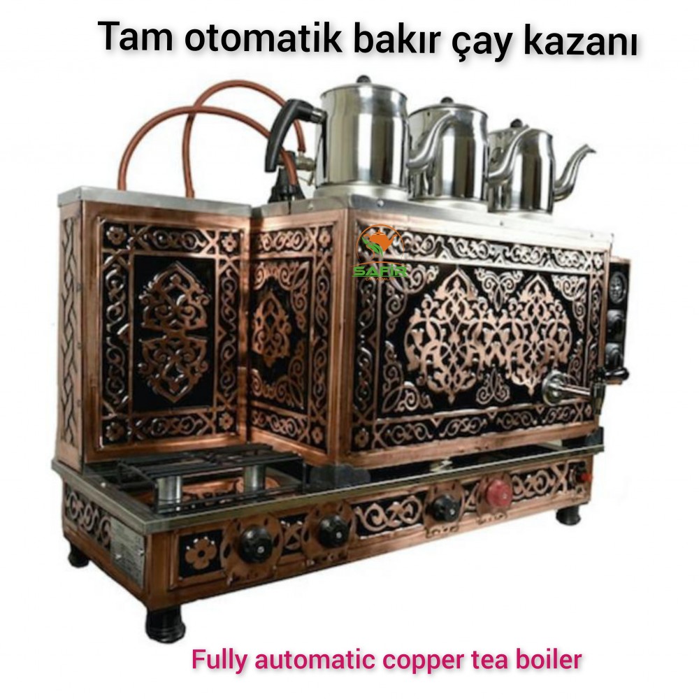 3 Demlikli Bakır Çay Kazanı Sadece Elektrikli Pleytli Çay Makinesi Çay Ocağı Osmanlı eskitme Tarzlı.