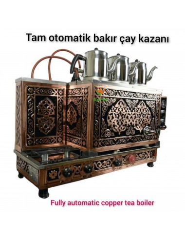 3 Demlikli Bakır Çay Kazanı Sadece Elektrikli Pleytli Çay Makinesi Çay Ocağı Osmanlı eskitme Tarzlı.