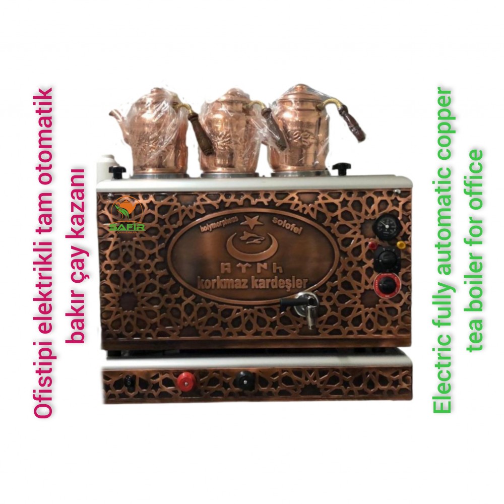 Kişiye özel Logolu 3 Demlikli Tam Otomatik ofistipi Bakır Çay Kazanı Elektrikli Ofistipi Süper Kampanya Osmanlı Eskitme Çay Kazanı