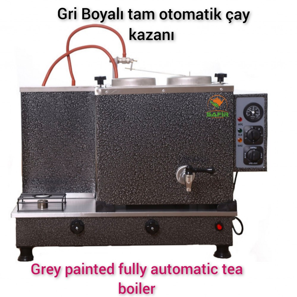 2 Demlikli Tam Otomatik Gümüş Gri Çay Kazanı Elektrikli ve Tüplü Gümüş Gri Model Süper Kampanya
