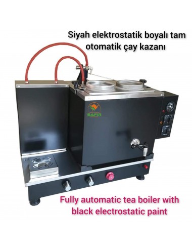 2 Demlikli Tam Otomatik Kromat Siyah Çay Kazanı Elektrikli ve Tüplü Siyah Model Süper Kampanya