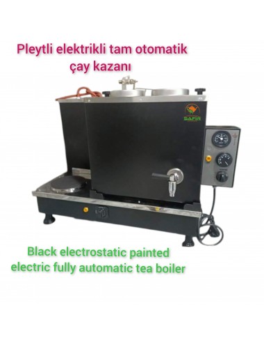 2 Demlikli Tam Otomatik Kromat Siyah Boyalı Çay Kazanı Elektrikli Pleytli Siyah Model Süper Kampanya