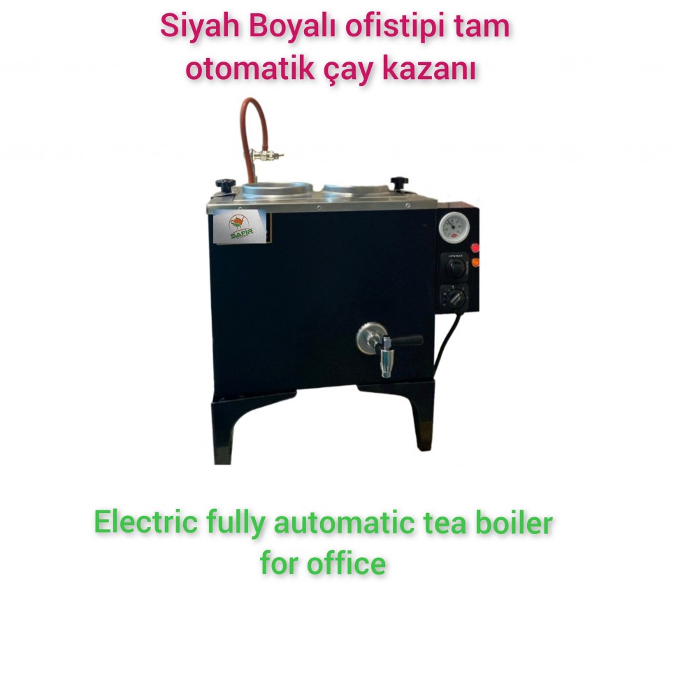 2 Demlikli Tam Otomatik ofistipi Kromat Siyah Çay Kazanı Elektrikli Ofistipi Siyah Boyalı Model