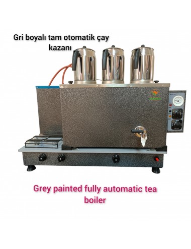 3 Demlikli Tam Otomatik Gümüş Gri Çay Kazanı Elektrikli ve Tüplü Gümüş Gri Model Süper Kampanya
