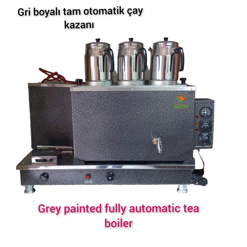 3 Demlikli Gümüş Gri çay ocağı  Ventilli ( Gaz Koku Algılama ve Kesme Sistemli) Gümüş Gri Çay Kazanı Elektrik + Doğalgazlı Gri  Çay Semaveri