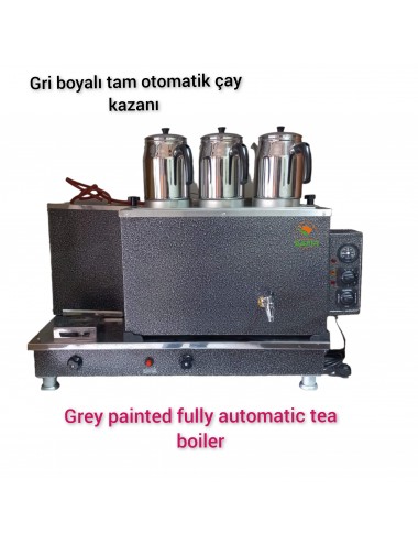 3 Demlikli Gümüş Gri çay ocağı  Ventilli ( Gaz Koku Algılama ve Kesme Sistemli) Gümüş Gri Çay Kazanı Elektrik + Doğalgazlı Gri  Çay Semaveri
