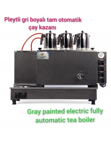3 Demlikli Tam Otomatik Gümüş Gri Boyalı Çay Kazanı Elektrikli Pleytli Gri Model Süper Kampanya