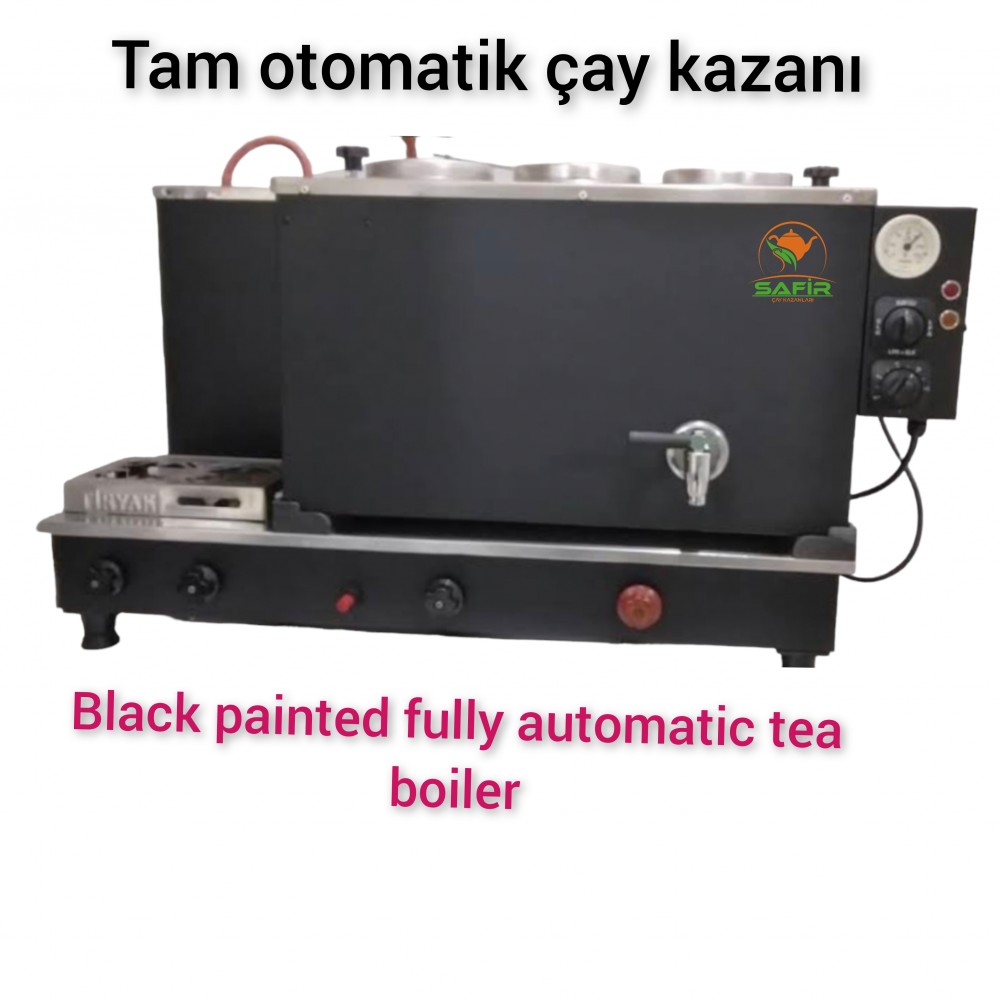 3 Demlikli Tam Otomatik Kromat Siyah Çay Kazanı Elektrikli ve Tüplü Siyah Model Süper Kampanya